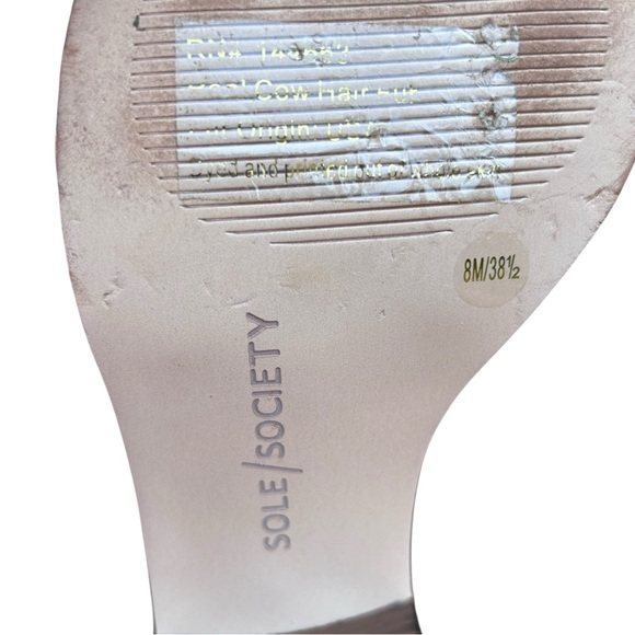 Sole Society So Lynette Leopard Bootie 8 Calf Hair Mob Wife Cut Out Stacked Heel - Picture 11 of 12